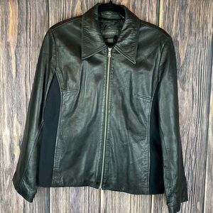Woman’s Banana Republic Genuine Black Soft Leather Zip-up Jacket -Size Lg